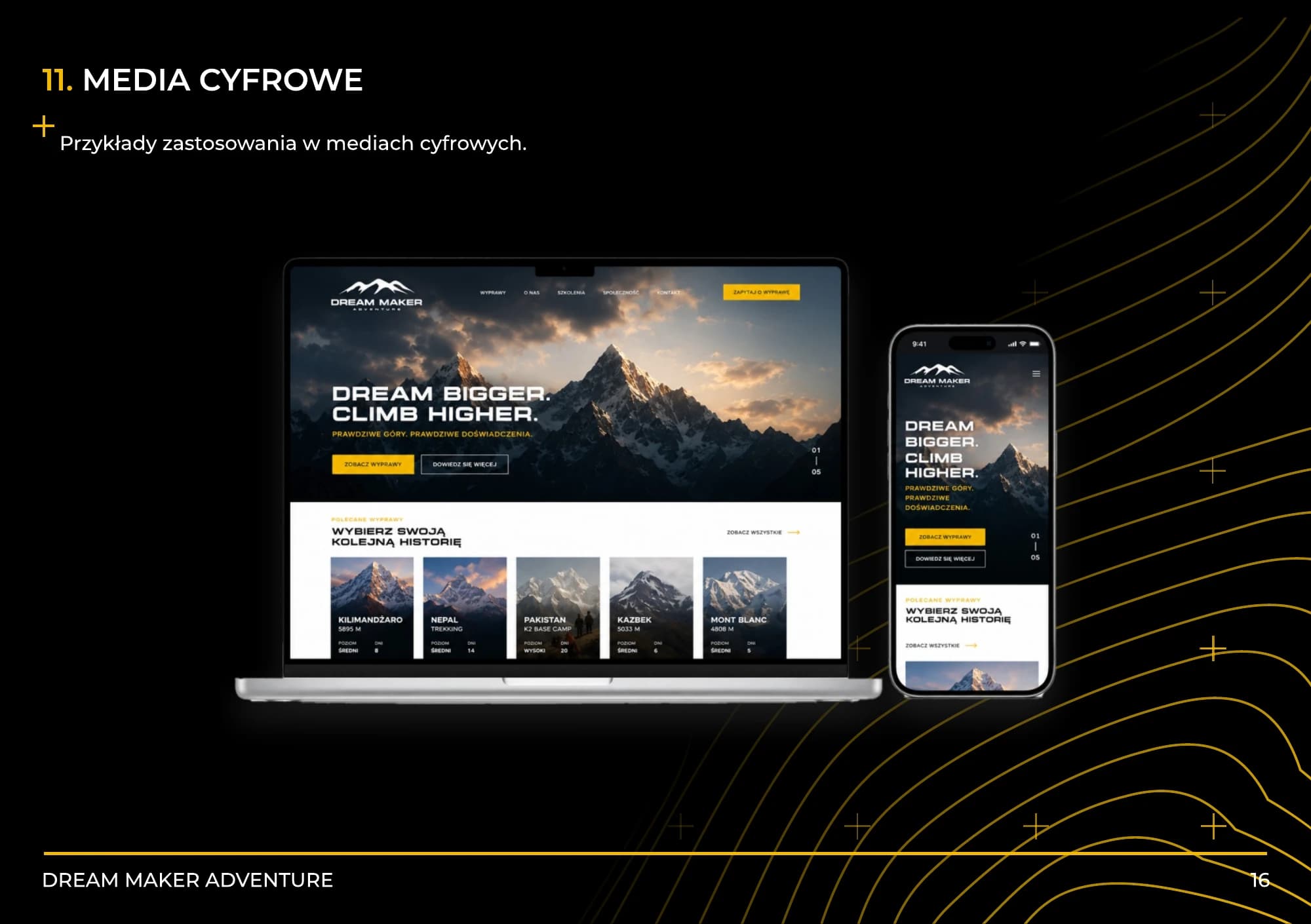DreamMaker Adventure digital identity presentation on desktop and mobile