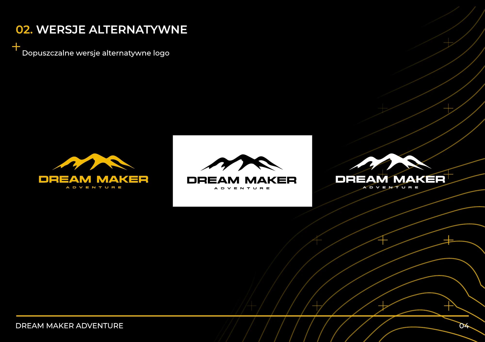 White, black and yellow DreamMaker Adventure logo variants