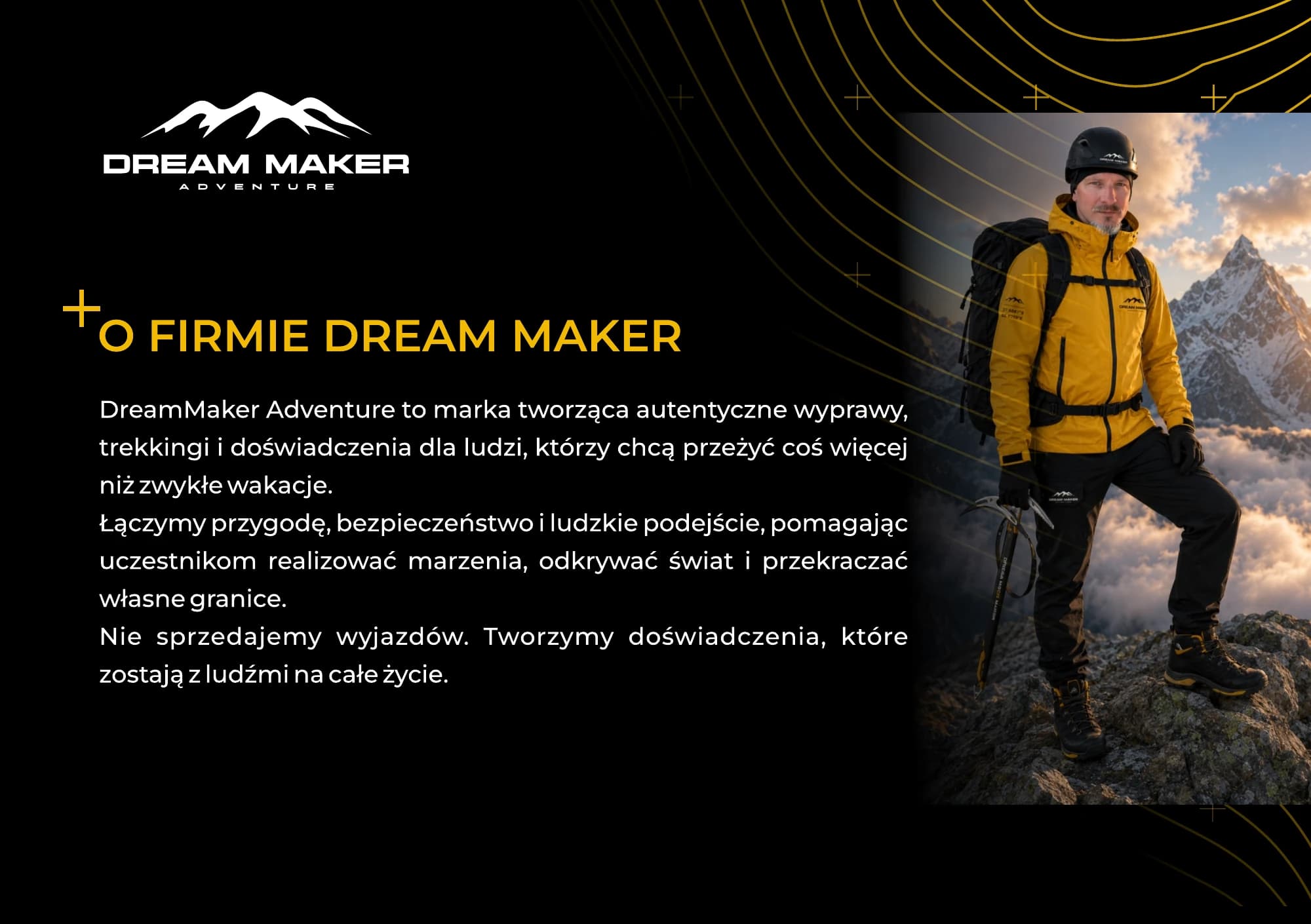 DreamMaker Adventure mission and mountain visual identity