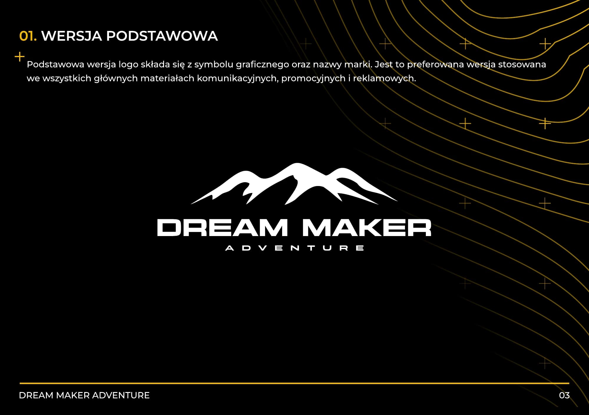 DreamMaker Adventure primary logo against topographic lines